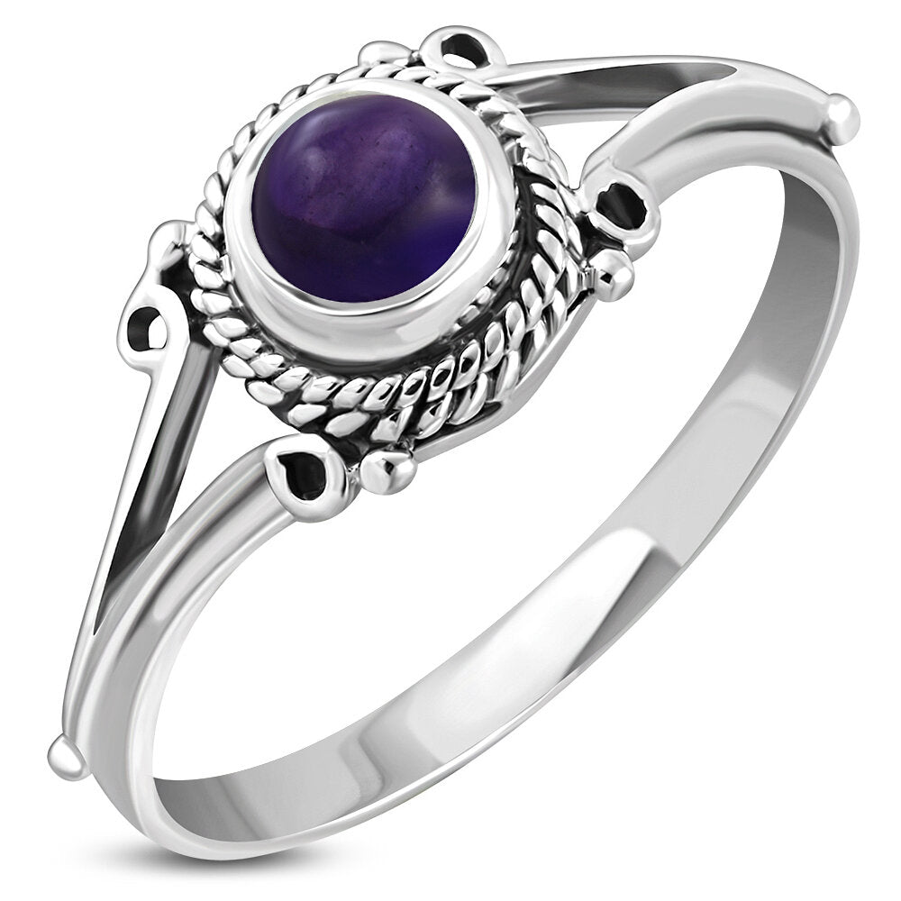 Contemporary Stone Ring- Vintage open arms with Amethyst