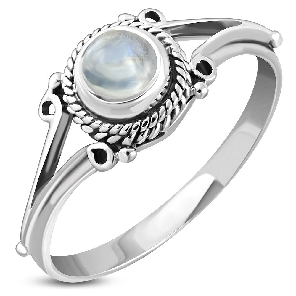 Contemporary Stone Ring- Vintage Open Arms with Moonstone