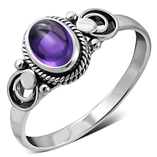 Contemporary Stone Ring- Lunar Trace Shoulder with Amethyst