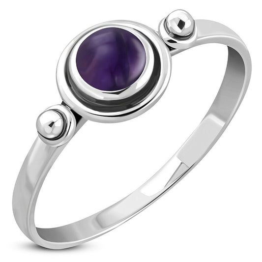 Contemporary Stone Ring- Dotted shoulder with Amethyst