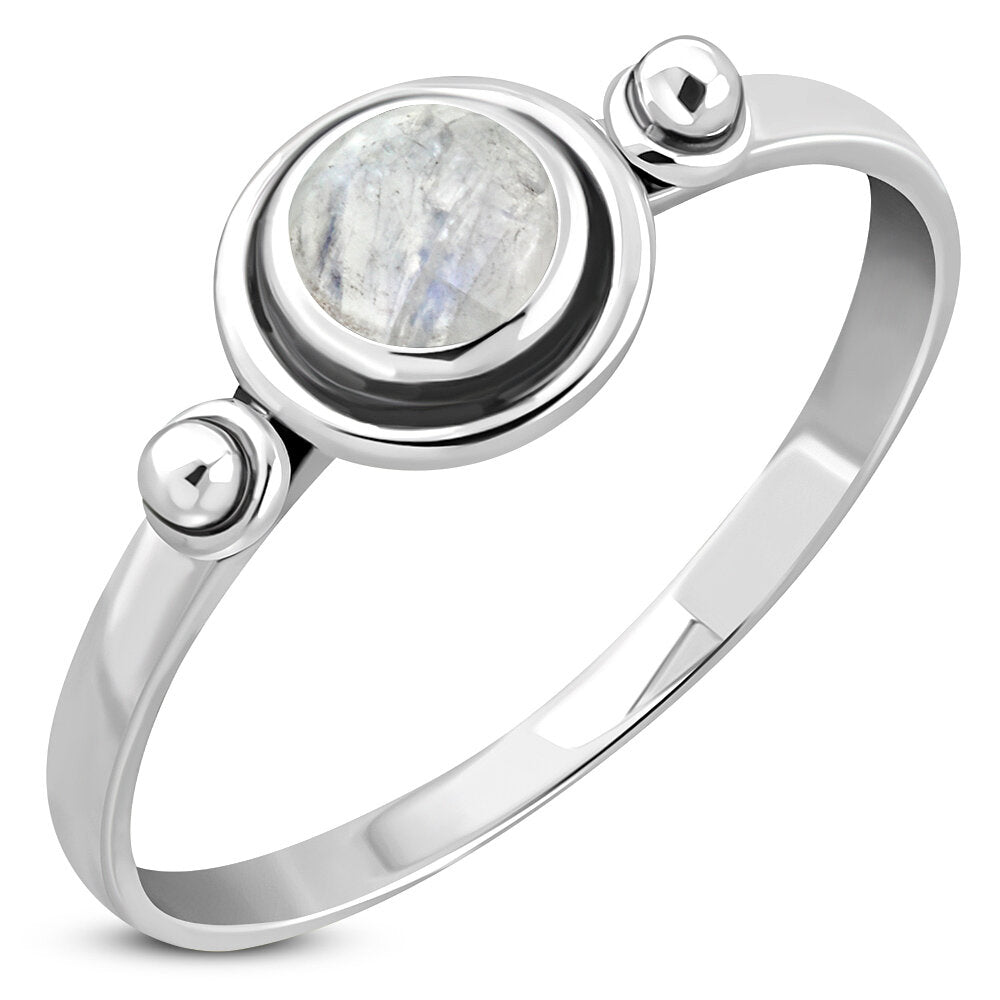 Contemporary Stone Ring- Dotted shoulder with Moonstone