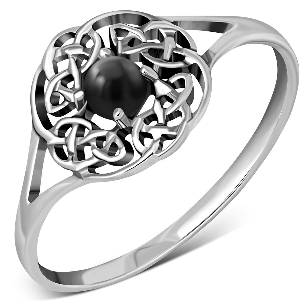 Celtic Stone Ring- Celtic Wreath with Black Onyx