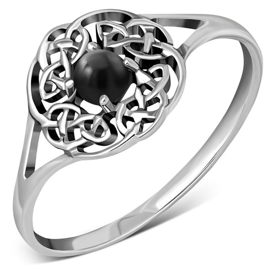 Celtic Stone Ring- Celtic Wreath with Black Onyx