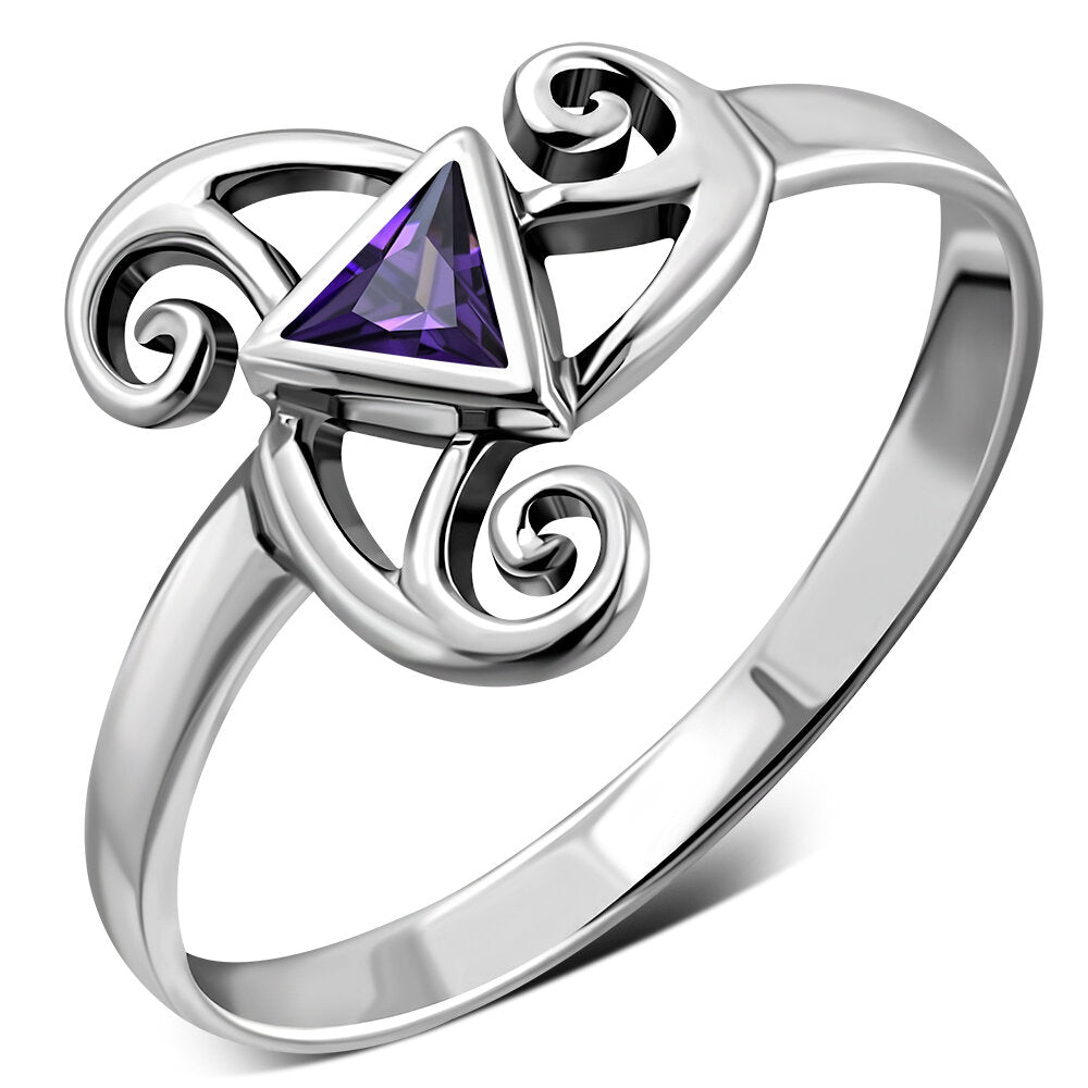 Celtic Stone Ring- Cosmic Orbit with Violet Zircon