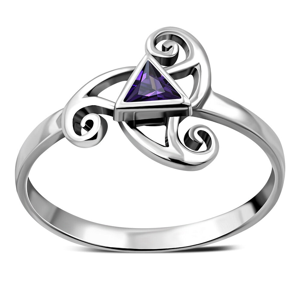 Celtic Stone Ring- Cosmic Orbit with Violet Zircon