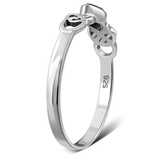 Celtic Stone Ring- Long Marquise with Celtic Knot Shoulder with Violet Zircon
