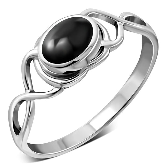 Contemporary Stone Ring- Filled Loop with Black Onyx