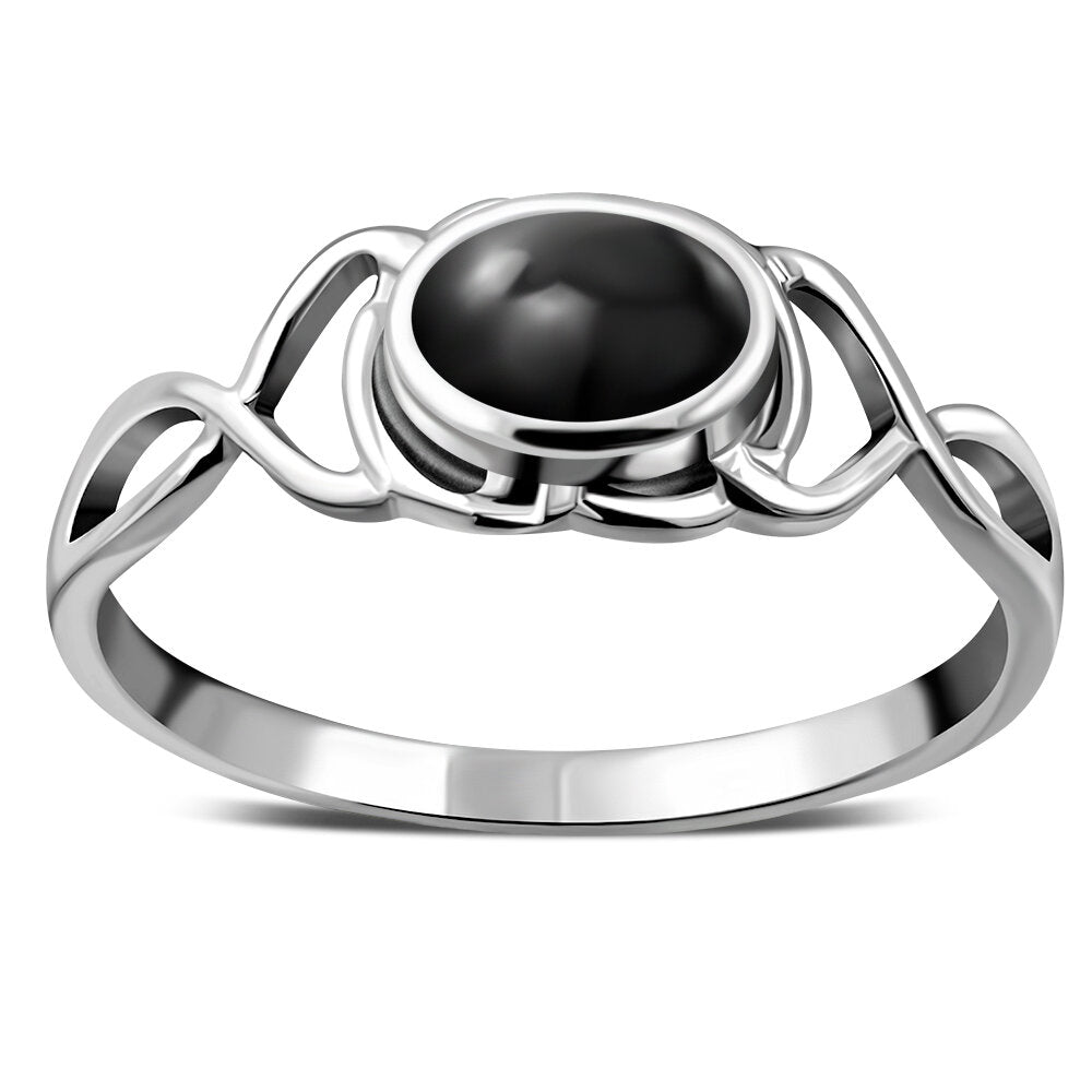 Contemporary Stone Ring- Filled Loop with Black Onyx