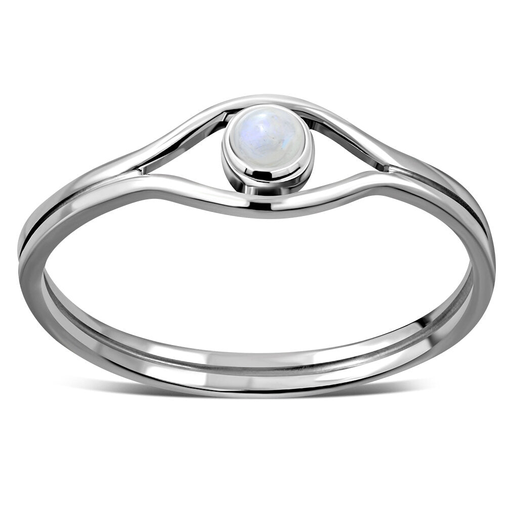 Contemporary Stone Ring- An open Eye with Moonstone