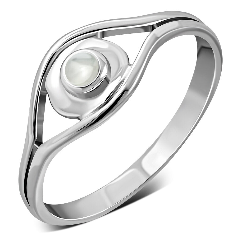 Contemporary Stone Ring- Closed Eye with Mother of Pearl