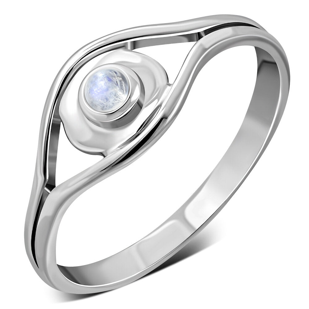 Contemporary Stone Ring- Closed Eye with Moonstone