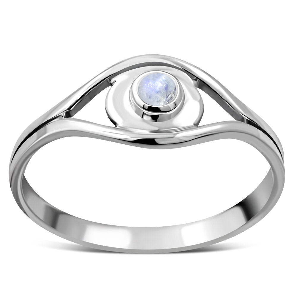 Contemporary Stone Ring- Closed Eye with Moonstone