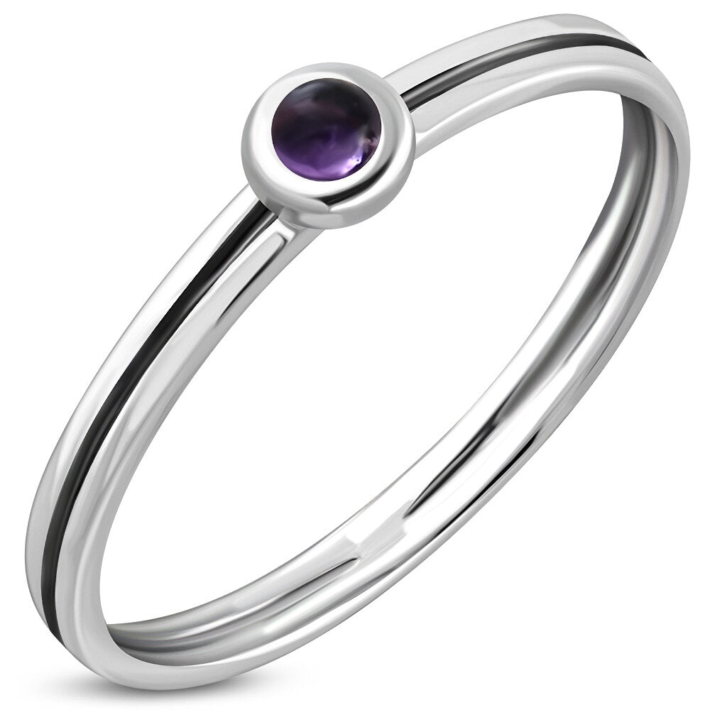 Contemporary Stone Ring- Tiny Dot with Amethyst
