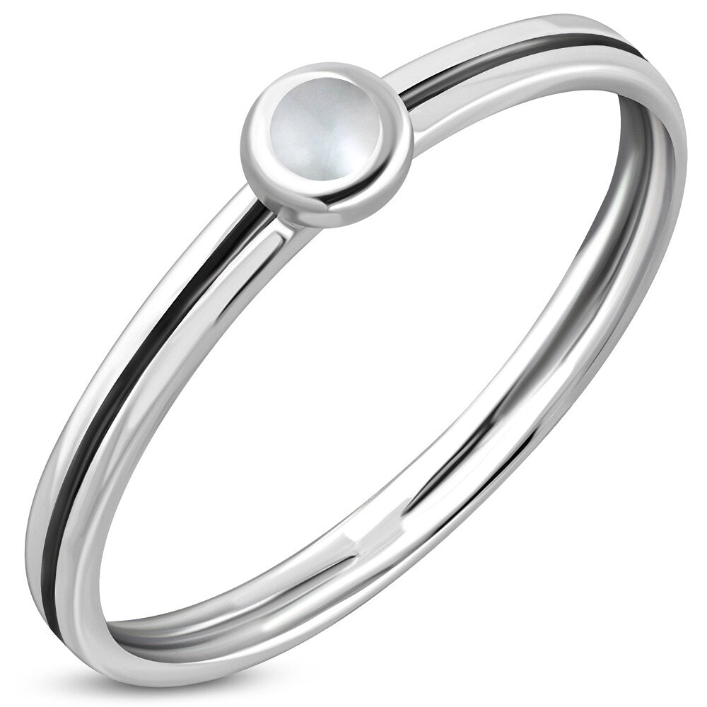 Contemporary Stone Ring- Tiny Dot with Mother of Pearl