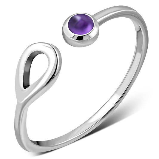 Contemporary Stone Ring- Single Loop with Amethyst