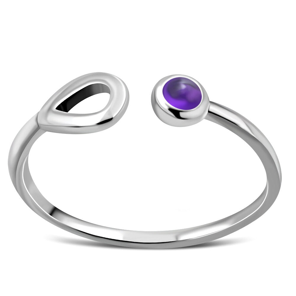 Contemporary Stone Ring- Single Loop with Amethyst