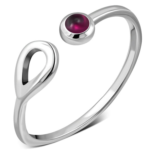 Contemporary Stone Ring- Single Loop with Red Garnet