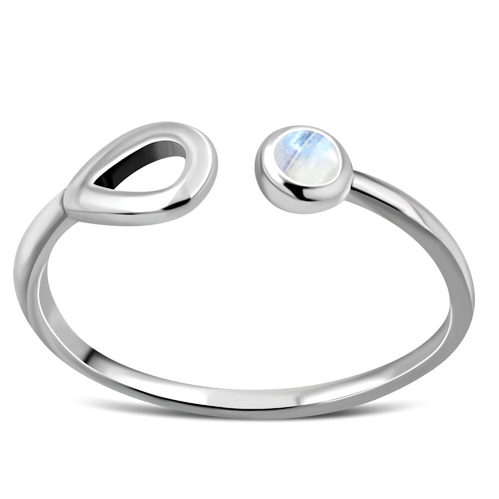 Contemporary Stone Ring- Single Loop with Moonstone