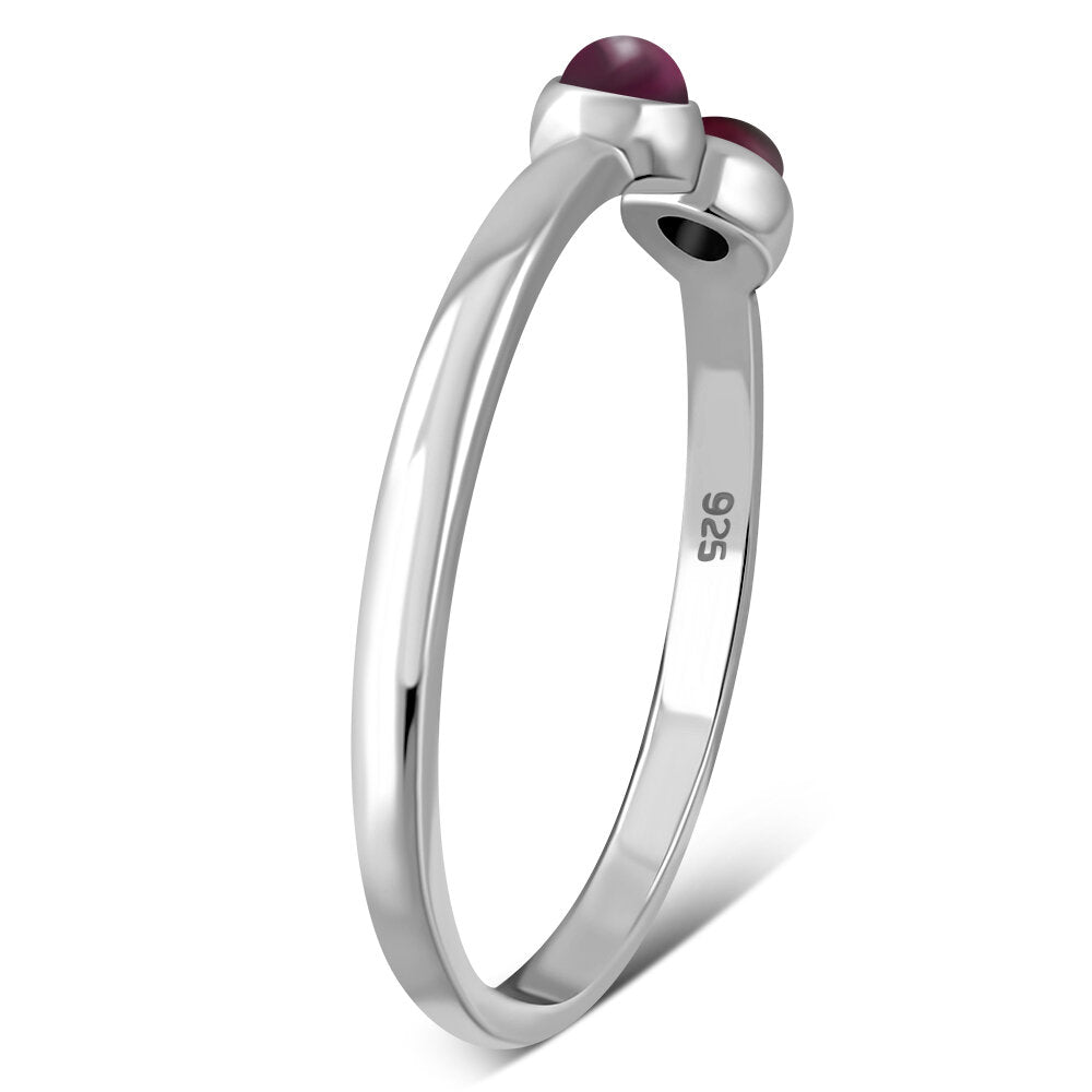 Contemporary Stone Ring- Dual Stone Open Wrap with Red Garnet