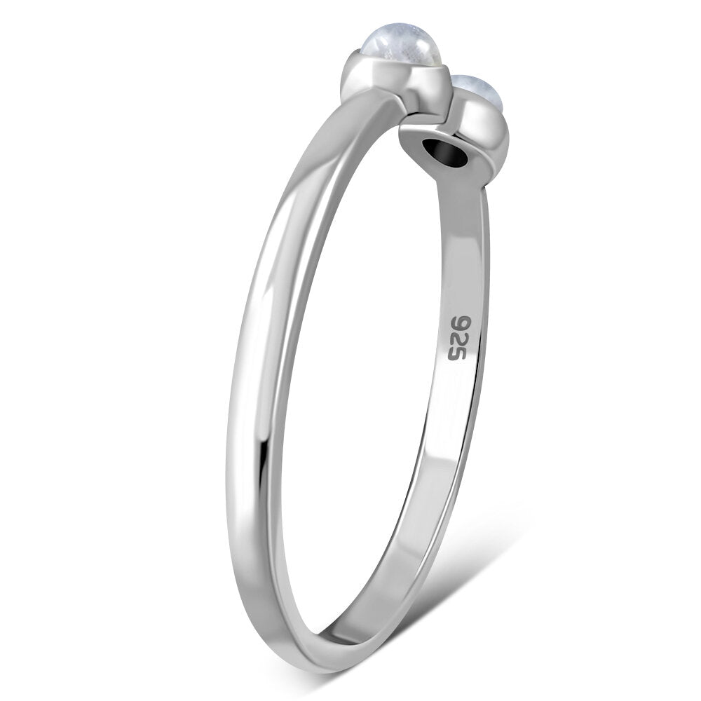 Contemporary Stone Ring- Dual Stone Open Wrap with Moonstone