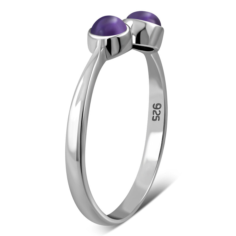 Contemporary Stone Ring- Dual Stone Open Wrap with Amethyst (Big)