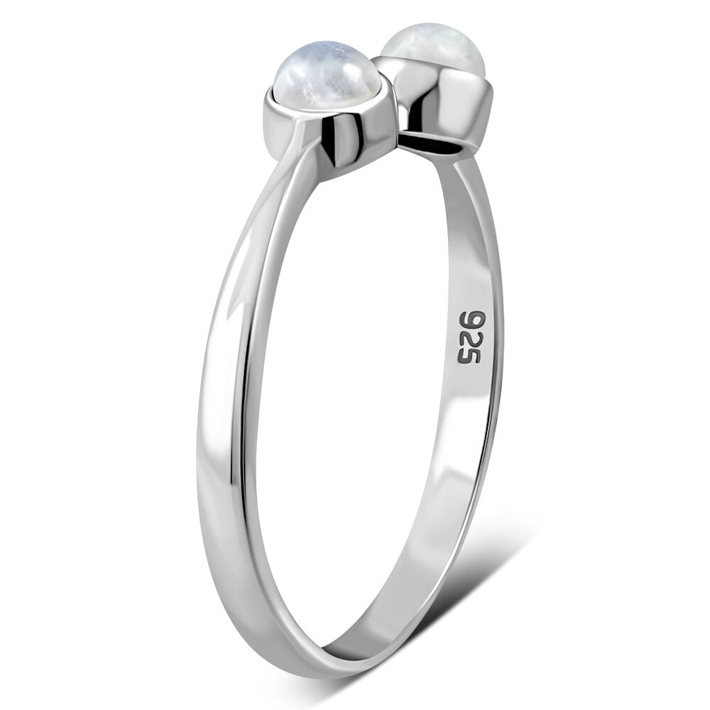 Contemporary Stone Ring- Dual Stone Open Wrap with Moonstone (Big)