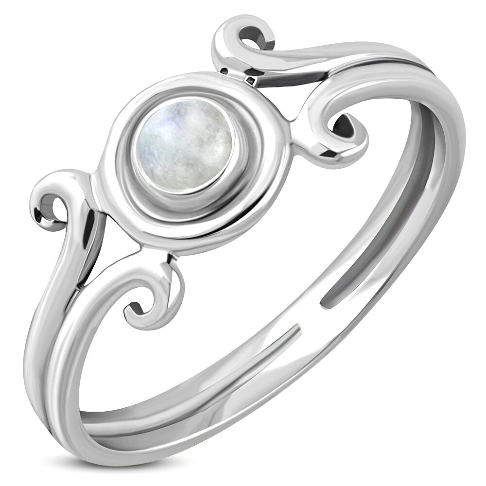 Contemporary Stone Ring- Heraldic Arms with Moonstone