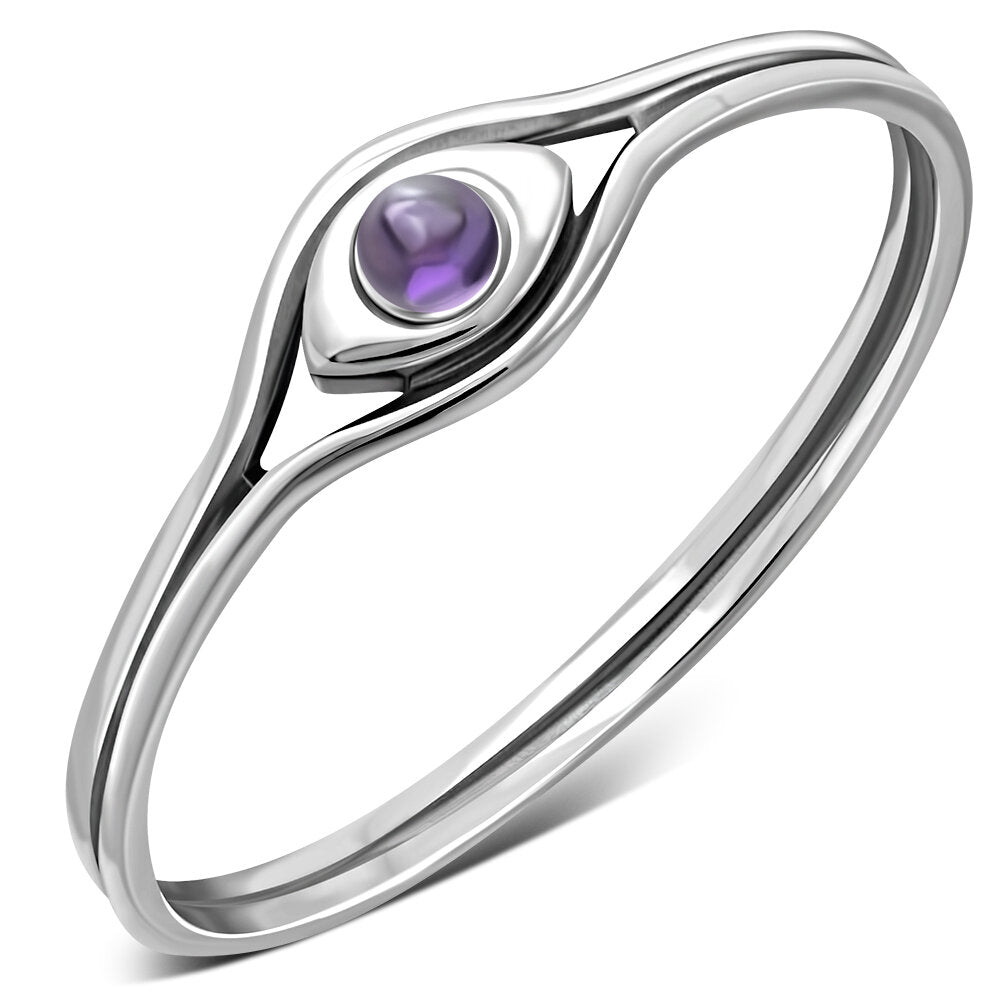 Contemporary Stone Ring- The Eye with Amethyst – Celtic Design Scotland