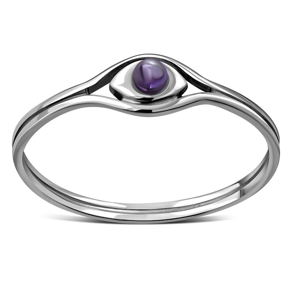 Contemporary Stone Ring- The Eye with Amethyst