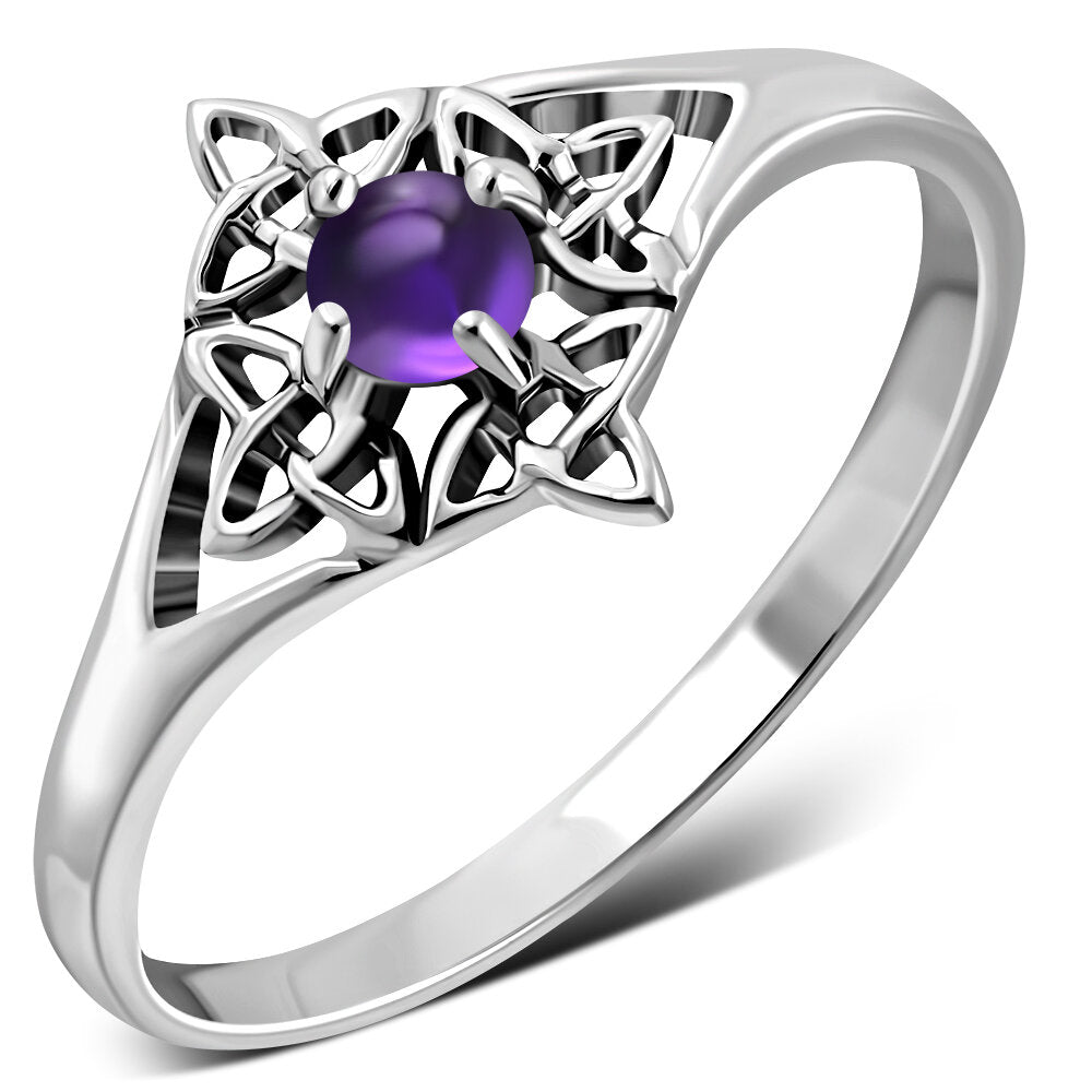 Celtic Stone Ring- Sailor Knot with Amethyst