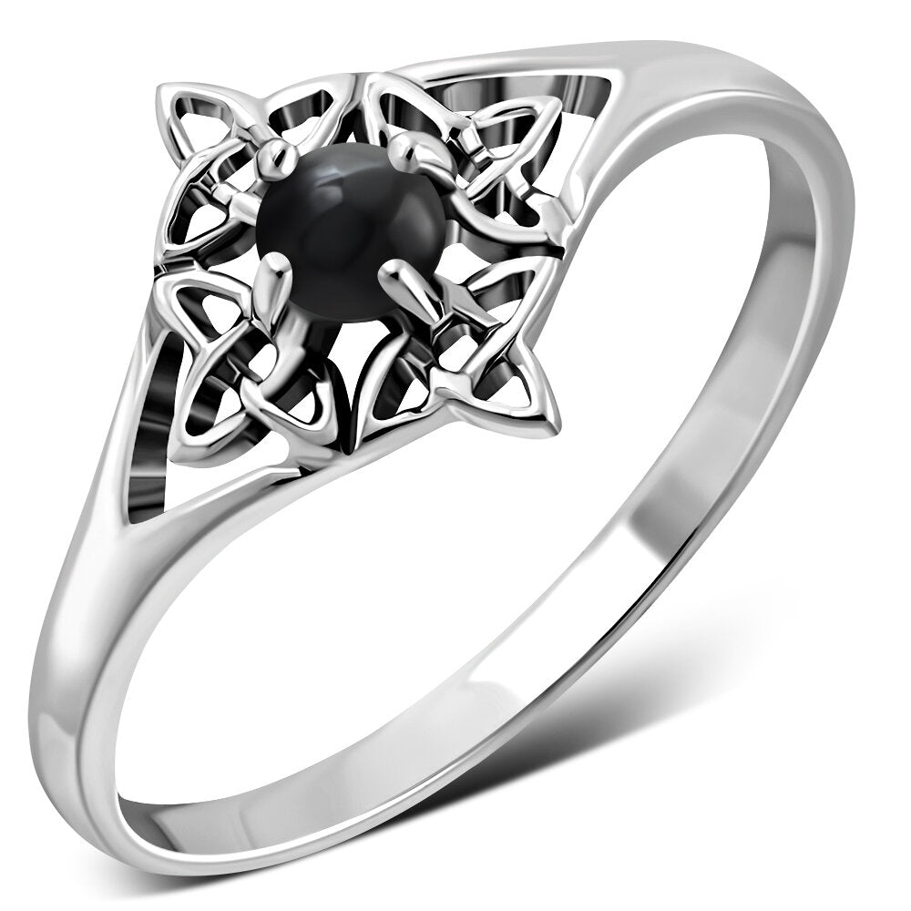 Celtic Stone Ring- Sailor Knot with Black Onyx