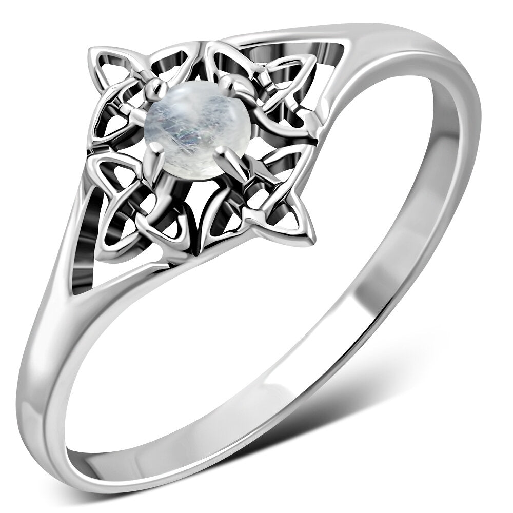Celtic Stone Ring- Sailor Knot with Moonstone