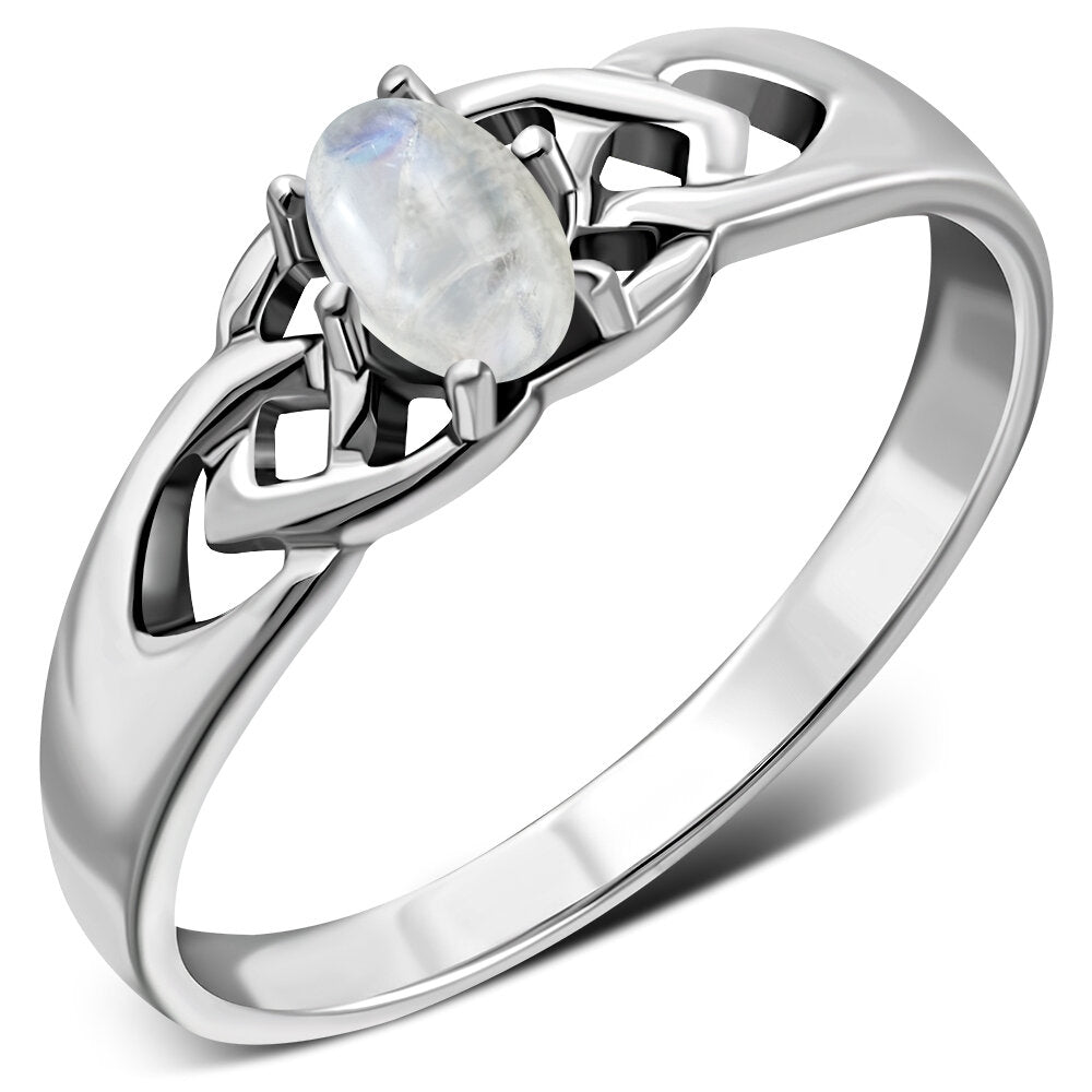 Celtic Stone Ring- Celtic Clasp with Moonstone