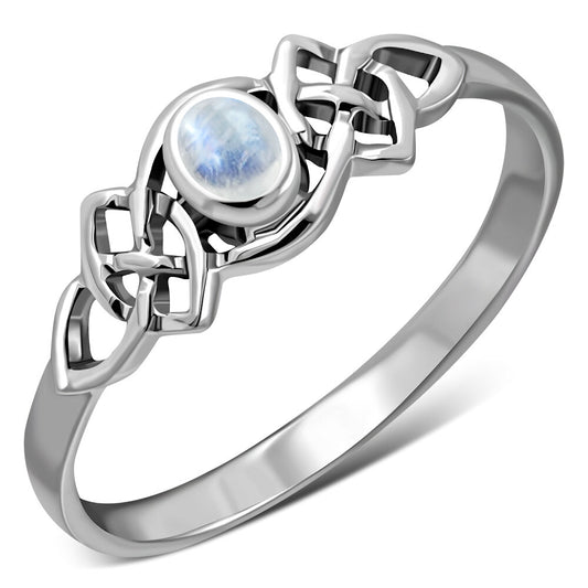 Celtic Stone Ring- Interlocking Celtic Knot with Moonstone