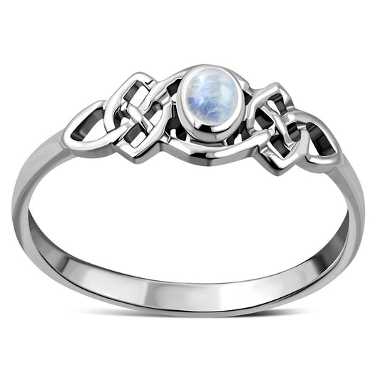Celtic Stone Ring- Interlocking Celtic Knot with Moonstone