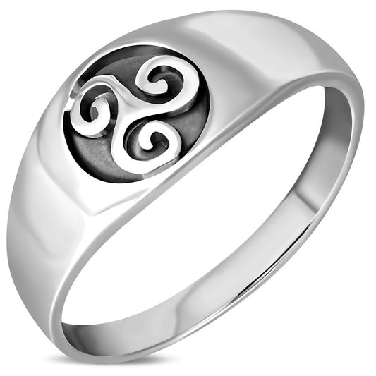 Triskele Ring - Solid Band with Stamp