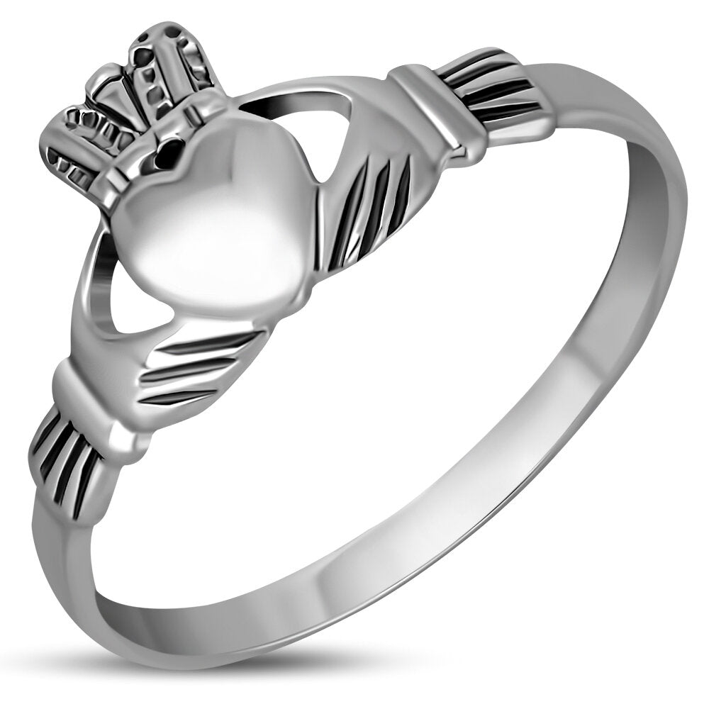 Claddagh Ring- Plain and Flat Dotted Crown