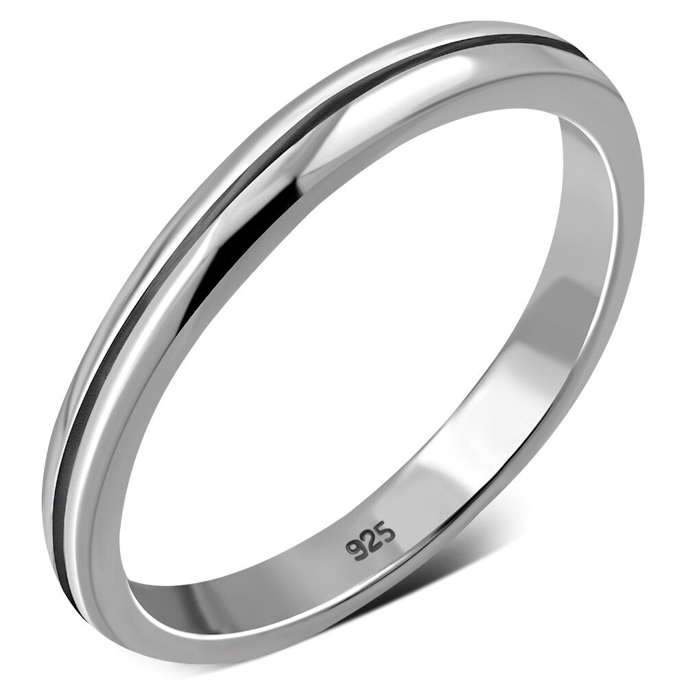 Contemporary Ring- Plain Band with Thin Line