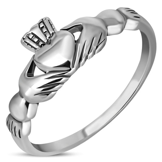 Claddagh Ring - Smooth Convex Heart