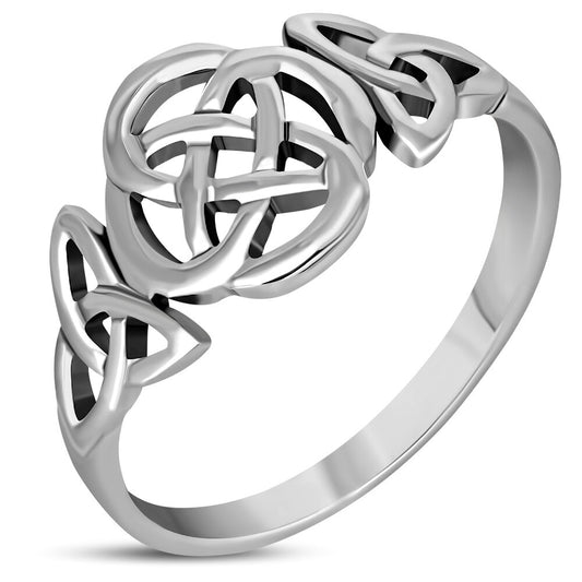 Celtic Knot Ring - Quaternary Knot with Trinity Embrace