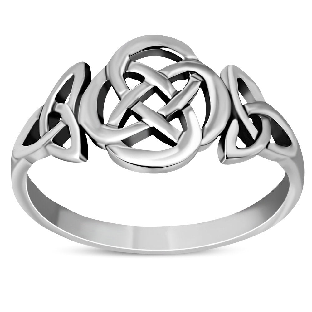 Celtic Knot Ring - Quaternary Knot with Trinity Embrace