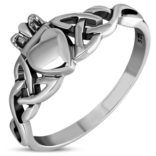 Claddagh Ring - Looped Trinity Arms with Solid Crown