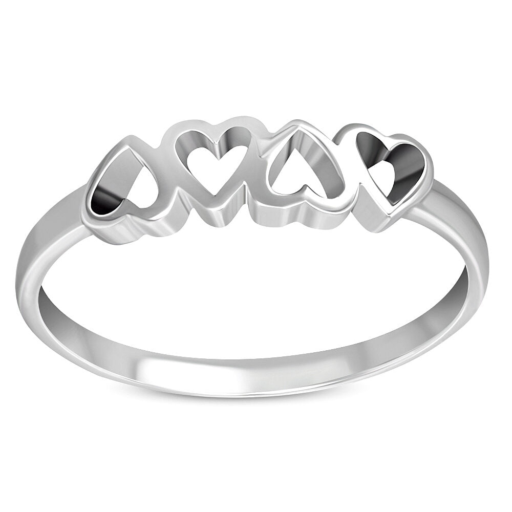 Contemporary Ring - Four Heart Line