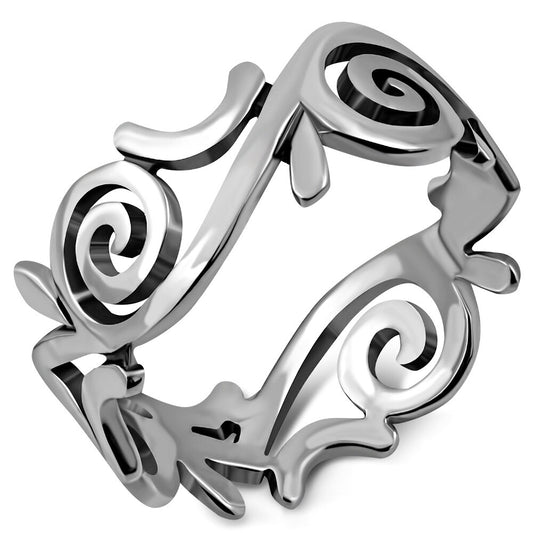 Contemporary Ring- Open Chiseled Spiral Band