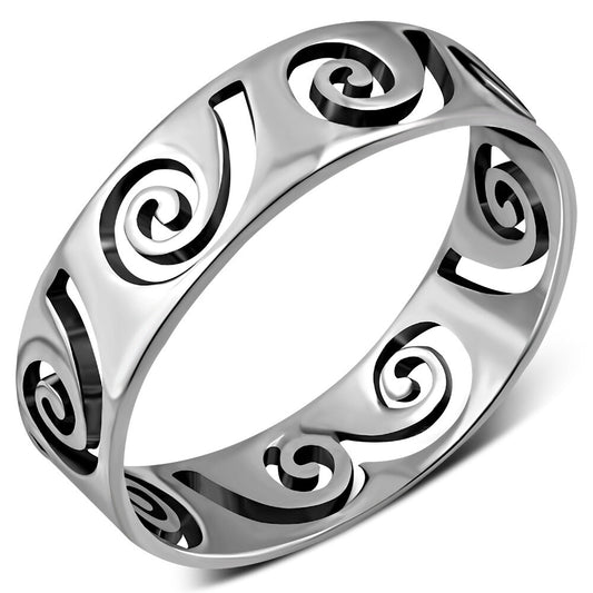 Contemporary Ring- Swirl Window Band