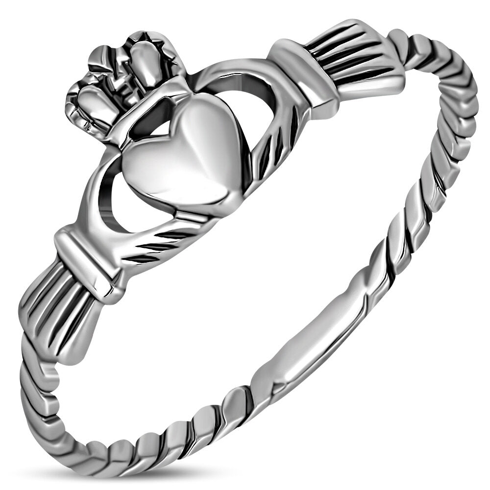 Claddagh Ring - Royal Crown with Plaited Band