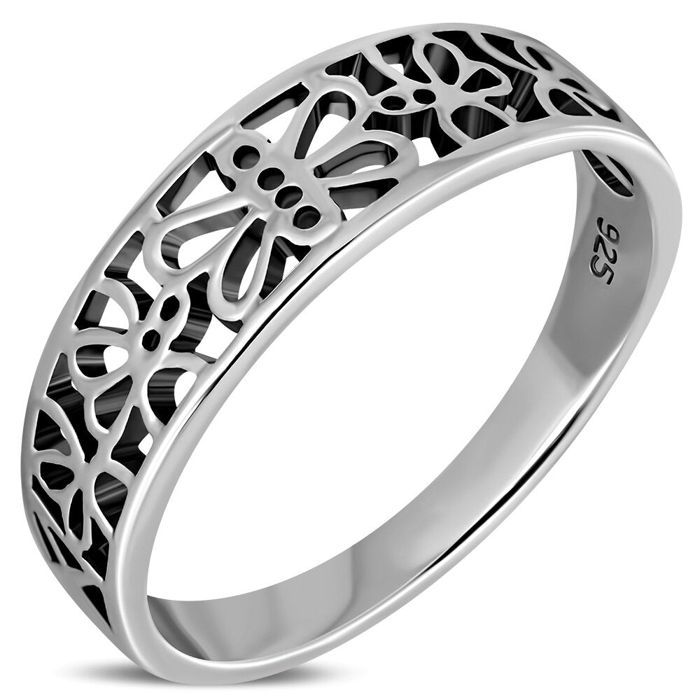 Contemporary Ring- Butterfly with Flowers