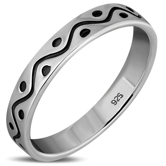Contemporary Ring- Dots and Wave