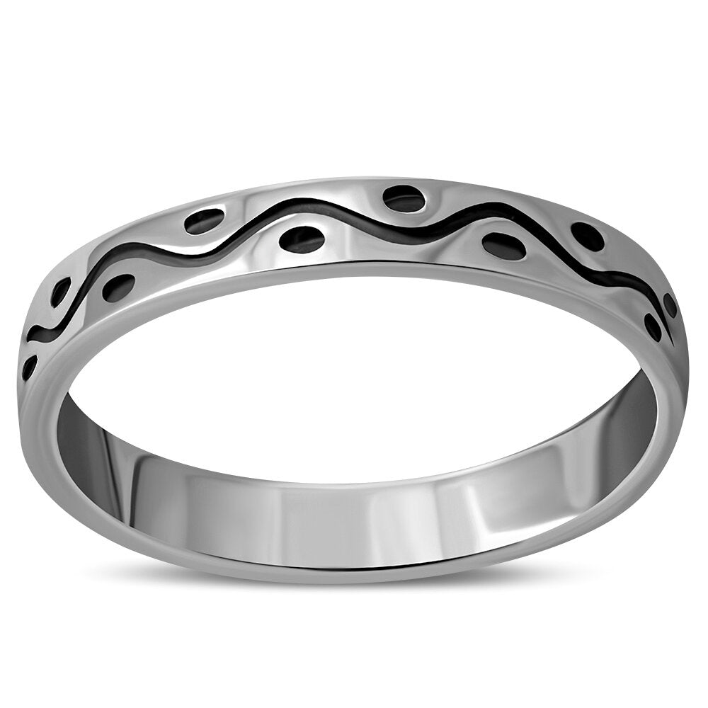 Contemporary Ring- Dots and Wave