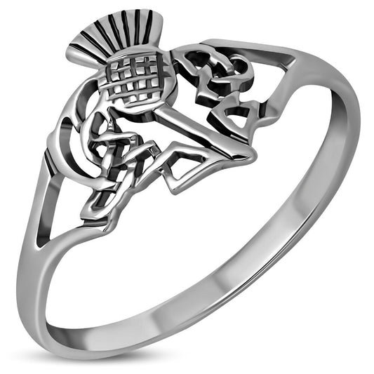 Scottish Thistle Ring - Celtic Leaves